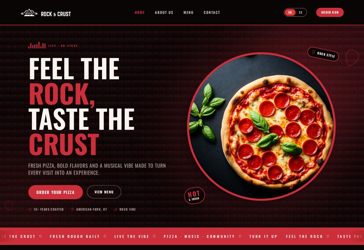 Rock & Crust website designed by Candy Brand Studio